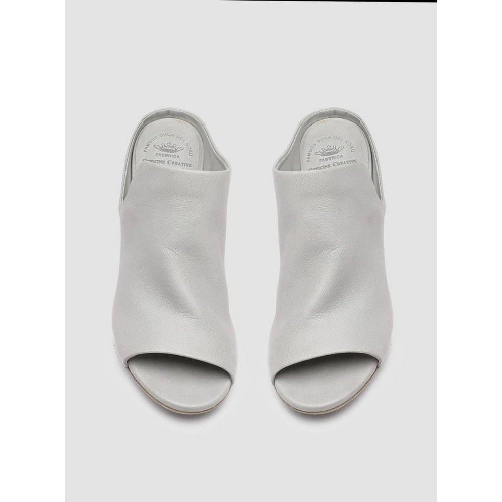 Officine Creative Gray Open Toe Leather Slide Mule Sandals 37.5/7-7.5